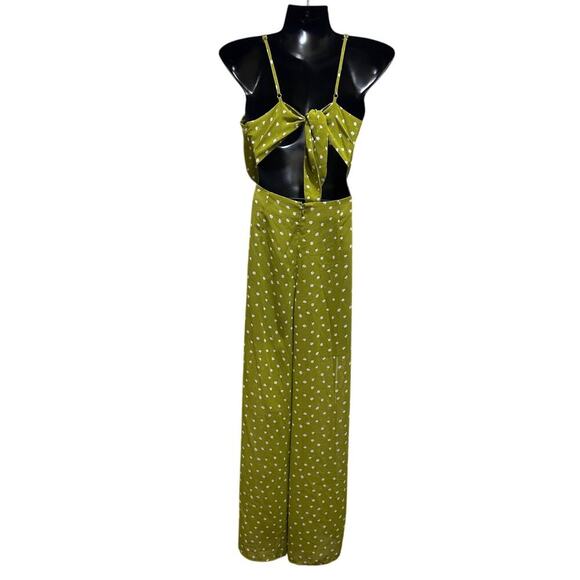 J.O.A. Kiwi Jumpsuit M Sheer Semi Lined Floral Summer Coastal Vacation Resort - Picture 2 of 11